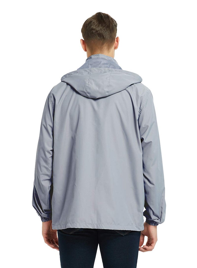 MADHERO Mens Lightweight Windbreaker Waterproof Rain Jacket with Removable Hood Dark Gray Size M - Image 3